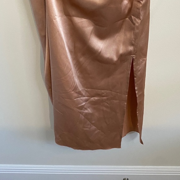 Maurie + Eve Lace Trimmed Slip Dress Midi Warm Tan Pink Size 2 - Picture 3 of 9